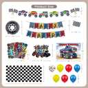 Monster Truck Birthday Decorations - Cake Topper, Banner, Backdrop, Latex Balloons, Foil Balloons, Table Cover, Sticker Set,149Pcs Set, Monster Truck Party Decorations (Red and Blue)