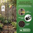 76" Double Shepherds Hooks for Outdoor, Heavy Duty Bird Feeder Pole with 5 Prong Base, Metal Hooks for Hanging Plant Baskets, Solar Lanterns & Hummingbird Feeders, Gardening Tools
