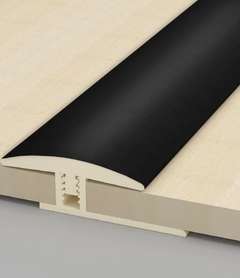 6 Pcs Floor Transition Strip,T Moulding for Laminate Flooring Planks,Wood Grain Transition for Carpet,Floor,Tile (Black, 29 x 1.6 inch)