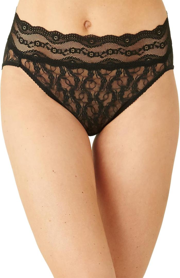 b.tempt'd by Wacoal Women's Lace Kiss Hi Leg Panty Briefs, Night, Medium