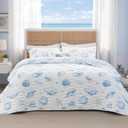 Bedsure Coastal Quilt Bedding - King Size Reversible Summer Beach Quilt Bedding, Lightweight Ocean Bedspread, Shell Parttern Coverlet for All Seasons (106"x96") (12 - Ocean Coral)