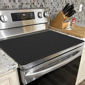 Stove Top Covers For Electric Stove - Silicone Glass Top Stove Cover Protector - Heat Resistant Electric Stove Cover - 28 X 20 Large Waterproof Flat Oven Mat For Kitchen Induction Cooker, Black