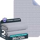 Washable Bed Pads 36" x 72" - 2 Pack, Grey, Waterproof Bed Pads for Incontinence, Bed Wetting Pads for Bed, Sofa, Floor, Resuable Underpads for Adults, Seniors, Pet (Gray)