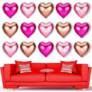 8 x Upgraded Rose Gold and Red Heart Foil Balloons for Valentines Day Decorations,Valentines Day Balloons,Romantic Decorations Special Night (18inch)