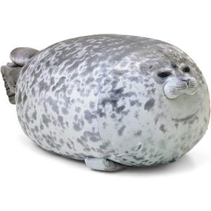 MerryXD Chubby Blob Seal Pillow,Stuffed Cotton Plush Animal Toy Cute Ocean Medium(17.6 In) (Grey)