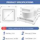 Bathroom Exhaust Fan with Light,11.8 In Panel,6000K 12W Square LED,141 CFM,0.7 Sones 4 Inches Duct 110V,Quiet Bathroom Ventilation Exhaust Fan for Shower/Restroom/Office/Home(6000K LED), Medium