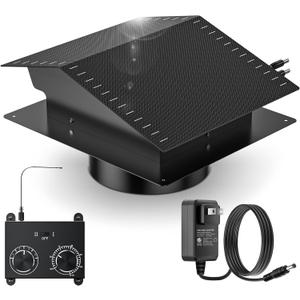 20 Watt Solar Roof Vent Fan with Thermostat - MPPT Controller, Adjustable Wind Speed, 2 Modes, Adapter, Dual Power Auto-Switch for 24/7 Operation - Cools up to 1100 Sq.Ft, for Small Attic Garage Shed