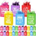 Skyygemm 60 Pack Teacher Appreciation Gift Bags with Tissue Paper Thank You Teacher Gift Bags with Handle for Back to School End of Year Appreciation Day Retirement Graduation Party Favors