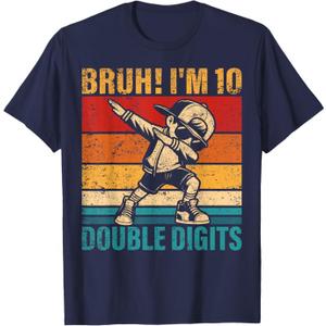 10 Years Old Birthday Bruh I'm Double Digits 10th Birthday T-Shirt, M, Blue