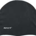 Sporti Silicone Swim Cap for Women & Men, Adult, Vibrant Lightweight Swimming, Non-Slip, Easy Wear, Removal, Protects Hair (Black)