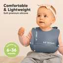 KeaBabies 2-Pack Silicone Bibs for Babies, Toddlers Girl, Boy Sturdy Food-Grade Baby Bibs for Eating, Large Food Catcher, Clean & Put On Easily, Waterproof Toddler Feeding Essentials (Slate)