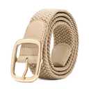 SUOSDEY Women Men Braided Stretch Elastic Belt for Pants Jeans Woven Casual Belt for Women (Beige)