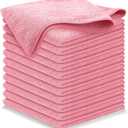 USANOOKS Microfiber Cleaning Cloth Light Pink - 12 Pcs 12.5"x12.5" - High Performance - 1200 Washes, Ultra Absorbent Towels Weave Grime & Liquid for Streak-Free Mirror Shine - Car Washing Cloth