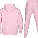 Tracksuit for men 2 pieces,Fleece hooded outfit,fashion warm sweatsuit set (Pink, XXXL)