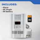 Kidde Carbon Monoxide + Explosive Gas, Natural Gas & Propane Alarm, Plug-in with 9V Battery Backup, Digital Display, 85 dB Alarm, LED Status Indicators, 3rd Edition, Manufacture Date Sep2025