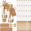 Maxdot 50 Pack 50ml Message Bottles Kit with Vintage Design Paper Plastic Transparent Bottles Brown Kraft Card Twines for Invitations Birthday Wedding DIY Crafts Gift Party Favors