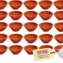 CRAFTSMAN SATVIK Clay Diya 25 Pc Set Diwali Dia with Cotton Wicks for Puja Pooja Traditional Handmade Terracotta Earthen Vilakku Oil Lamp Diyas Natural Mitti Welcome Deepawali Decoration Indian Gift Items