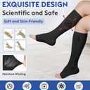 KEKING® Zipper Compression Socks for Men Women, Open Toe, 20-30mmHg Firm Support Knee High Zipper Compression Stockings for Wide Calf - Varicose Veins, DVT, Shin Splints, Edema, Nursing, Black 3XL