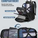17 Inch Rolling Tactical Laptop Backpack, Underseat Travel Backpack with Wheels for Men, Roller Carry On Luggage for Travel, Business, Black