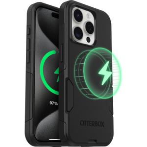 OtterBox iPhone 15 Pro Max - Commuter MagSafe Case - Slim & Tough - Pocket-Friendly - Dual Layer Drop Protection - Port Covers  Non-Retail Packaging - Black