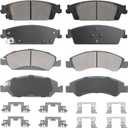 Front Semi-Metallic & Rear Ceramic Brake Pads for Chevy Silverado 1500 2014-2018, Suburban/Tahoe 15-20, for GMC Sierra 1500 2014-2018, Yukon/Yukon XL 15-20, for Cadillac Escalade/ESV 15-20 8PCS