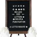 Felt Letter Board 12x16"  680 Letters, Numbers & Symbols, Wall Mount or Stand Display, Changeable Message Board for Quotes & Notes, Home/School/Office/Hotel/Restaurant/ Coffee Shop, 2 Storage Bags, Dark Brown Wood Frame