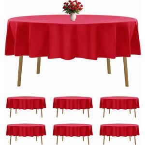 6 Pack Red Round Tablecloths 70 Inches Table Cloth Stain and Wrinkle Resistant Washable Polyester Table Cover Fabric for Party, Wedding,Dining,and Banquet Decoration