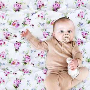 Baby Playpen Mat 59x59 Inches, One-Piece Crawling Non Slip Padded Pad for Playing, Baby Play Floor Mat for Babies, Toddlers, Floral