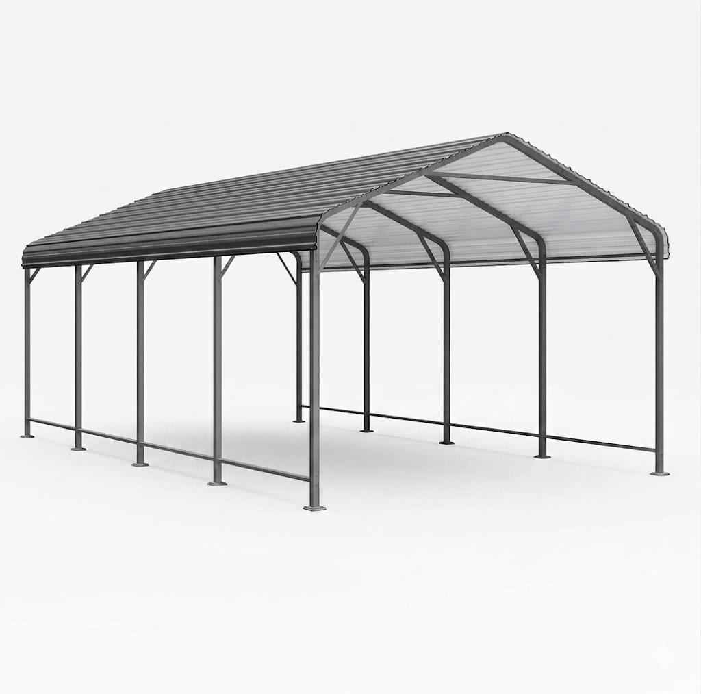 12' x 20' Metal Carport, Heavy Duty Canopy with Updated Roof & Enhanced Base, Multi-Use Carport Garage for Car, Truck, Boat, Tractors, Party, Grey