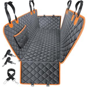 URPOWER Dog Car Seat Cover for Pets 100% Waterproof Hammock 600D Heavy Duty Scratch Proof Nonslip Durable Soft Pet Back Seat Covers for Cars Trucks and SUVs (Black-Orange),Standard (54" W x 58" L)