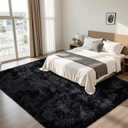 8x10 Area Rug for Living Room:Ultra Soft Fluffy Shag Black Rugs,Large Fuzzy Plush Indoor Non Slip Carpet Washable Rug for Bedroom Kids Nursery Office Dorm Modern Decor(Black)