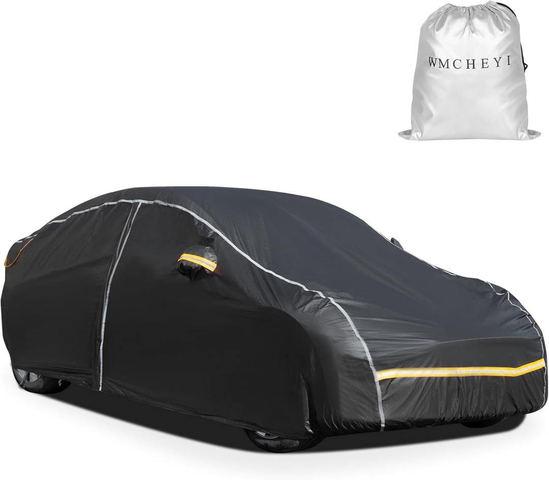 Car Covers for Automobiles,6 Layers Car Cover Waterproof All Weather, Full Exterior Cover with Zipper, Outdoor Car Cover Sun UV Rain Snow Wind Protection, Fit for Tesla Model Y (Black)