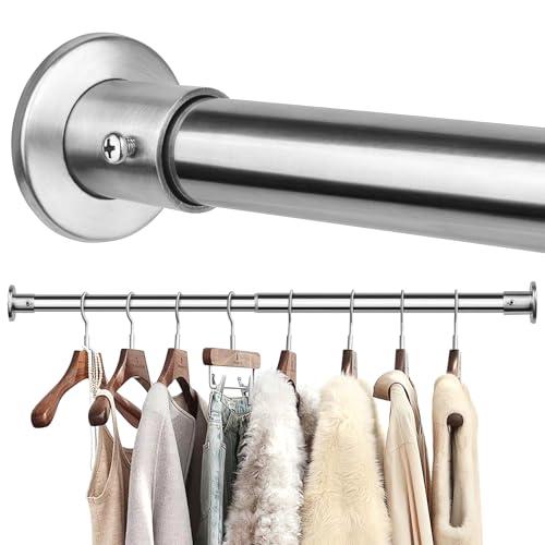 Closet Rods For Hanging Clothes, 17-28 Inch Adjustable Closet Rod, Stainless Steel Heavy Duty Closet Hanging Rod-Silver
