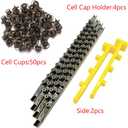 JZBZ Beekeeping Queen Cell Cup Holder Frame Bar Set and 50 pcs Queen bee Rearing Cell Cups for Apiculture