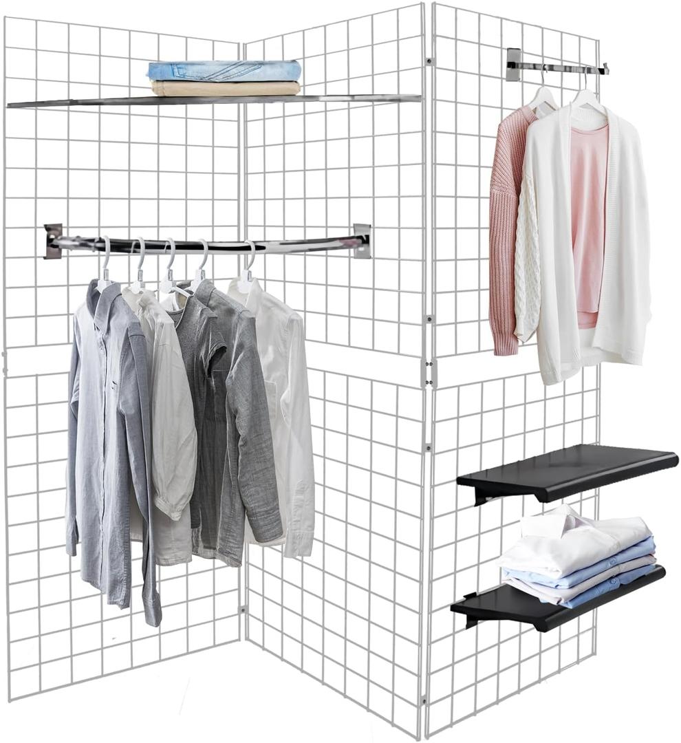 7RiversART Heavy Duty Portable Gridwall Display Panels – 3 × 2' × 6' Black Metal Wall & Freestanding Display for Retail, Trade Shows, Art Studios, Garage & Home Organization, White Finish