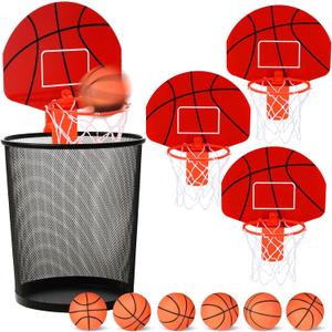 Honoson 3 Sets Indoor Can Basketball Game Set Includes 3 Mini Clip on Basketball Hoop with Backboard 6 Inflatable Ball 3 Pump Office Decompression Toy Birthday Gift(Classic)