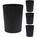 JiatuA Small Trash Can Plastic Wastebasket Round Garbage Container Bin for Bathroom, Kitchen, Bedroom, Home Office, College Dorm, Black 4 Pack
