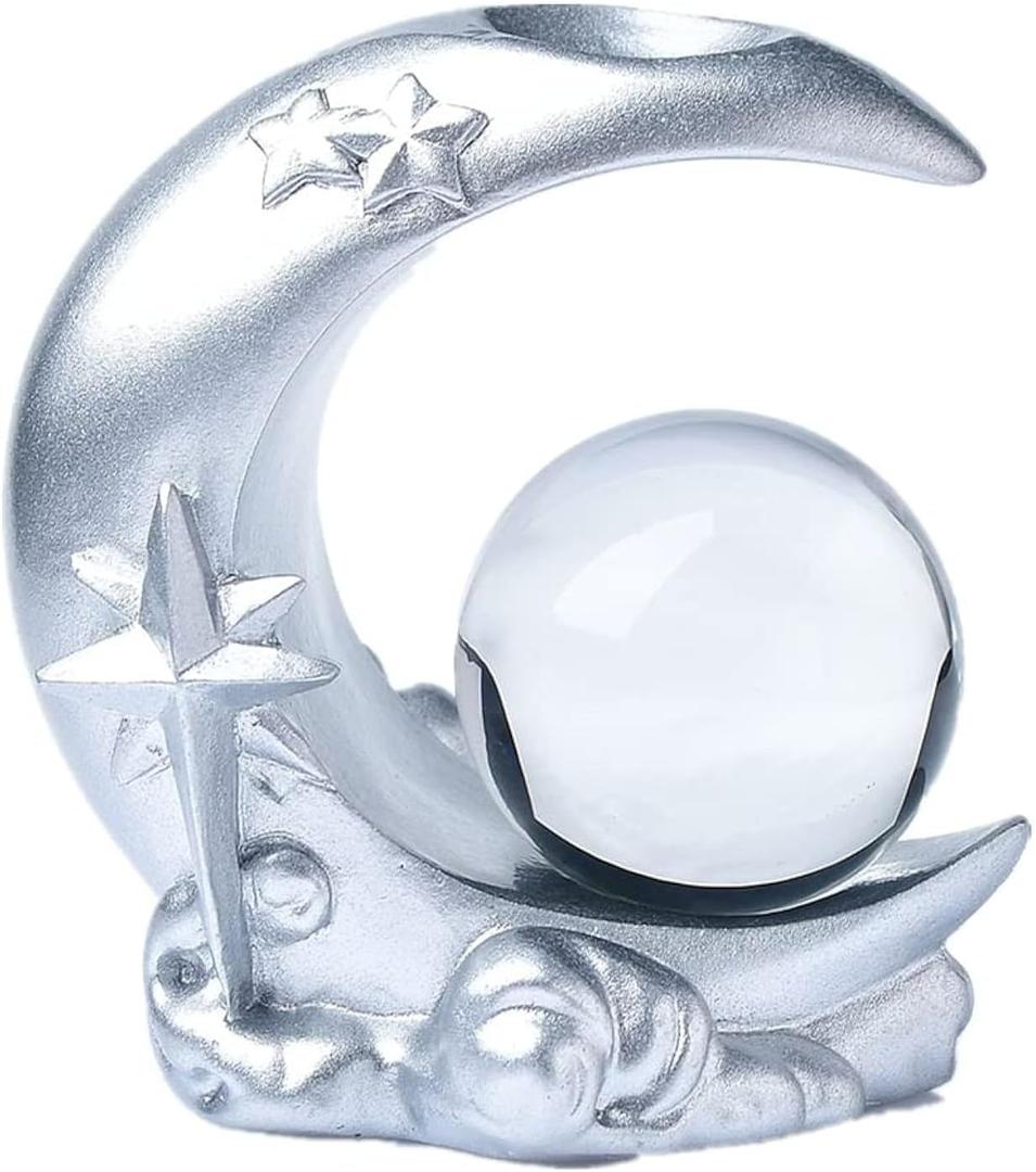 Moon Shaped Sphere Stand Base for Crystal Ball Display Stand Home Decor for Decor Ball (White with Ball) Moon Shaped Sphere Stand Base for Crystal Ball Display Stand Home Decor for Decor Ball (White with Ball)