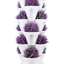 T4U Stackable Vertical Planter Set with Rolling Plant Caddy - 6 Tier Garden Tower Ideal for Growing Strawberries, Herbs, Flowers, Indoor/Outdoor Porch Decor (6 Stacking Pots+Plant Dolly)