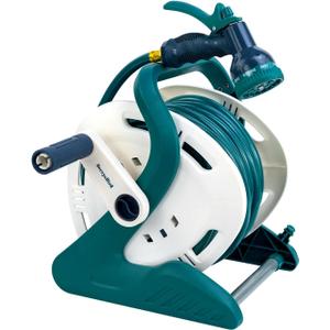 Berry&Bird Garden Portable Hose Reel, 1/2 inch x 65+6FT Wall/Floor Mounted Water Hose Holder, Garden Hose Reel Outdoor Water Pipe with 9 Pattern Hose Nozzle for Outside Gardening Car Cleaning Watering