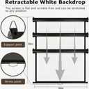 Retractable White Background Screen 36" x 56" Portable Roll-Up, Pull-Down Background, Black and White Double-Sided Design, PVC Material, Suitable for ID Card Passport Photo Photography