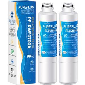 PUREPLUS DA29-00020B Replacement for Samsung RF28HMEDBSR, RF263BEAESR, HDX FMS-2, HAF-CIN/EXP, RF4287HARS, PL-200, RFG297HDRS, RF28HFEDBSR, DA97-08006A 469101 RWF0700A Refrigerator Water Filter, 2PACK