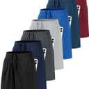 BVNSOZ Boy's Basketball Shorts Youth Boy's Active Athletic Performance Shorts with Pockets Moisture Wicking Shorts for Boys (Large, Black,dark Gray,navy Blue,light Gray,dark Red,dark Green)
