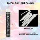 Geyoga 36 Pcs Soft Oil Pastels Bulk Artists Oil Crayons Single Color Creamy Pastels for Art Painting Drawing Blending for Artists(White)