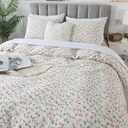 HoneiLife Duvet Dover King Size - 100% Cotton Comforter Cover Floral Duvet Cover Sets, Breathable Duvet Cover with Zipper Closure & Corner Ties, 3-PC Wildflower Comforter Cover Sets, Red Bean