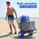 Sekey Beach Wagon with 12" Big Wheels for Sand, Heavy Duty Collapsible Beach Cart with Balloon Tires, Foldable Utility Sand Wagon for Outdoor Camping, Fishing & Groceries. Blue