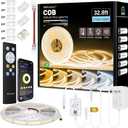 COB LED Strip Light White, 33ft Dimmable 2700K-6500K High Density 24V Flexible LED Tape Light with Remote and APP Control, UL-Listed White led Strip Lights for Bedroom Kitchen Christmas Decor (32.8FT)