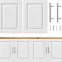 2 Pcs Built-in White Cabinet Doors White with Handles, 16.25 x 22.5 Inch
