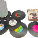 6-Coaster Set Retro Vinyl Coasters, Non-Slip & Heat-Resistant Cup Mats for Cold & Hot Drinks, Fits All Cup Types, Ideal Gift for Music Lovers & Retro Decor Fans (4.1 Inches)