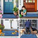 Smiry Front Door Mat Outside Entrance, Heavy Duty Sturdy Natural Rubber Doormat, Trap Dirt and Moisture, Easy Clean Low Profile Mats for Indoor Outdoor Entry, Irregular Triangle (29.5x17, Blue)